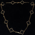 COLLAR  10 TREBOL / DORADO CON TREBOL NEGRO / PLATA .925 BAÑO DE ORO 18K