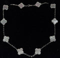 COLLAR	10 TREBOL /PLATA CON TREBOL BLANCO DE CONCHA NACAR / PLATA .925 BAÑO DE ORO BLANCO 18K