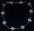 COLLAR  10 TREBOL PLATA CON TREBOL DE RAYAS / PLATA .925 BAÑO DE ORO BLANCO18K