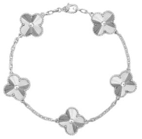 PULSERA 5 TREBOL PLATA CON RAYAS / PLATA .925
