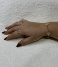 PULSERA 5 TREBOL DORADA CON PIEDRAS PLATA .925 BAÑO DE ORO 18K